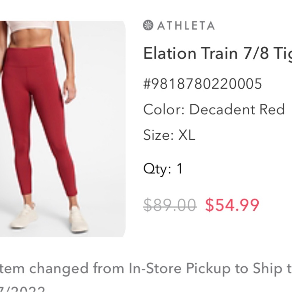 Athleta red 7/8 leggings